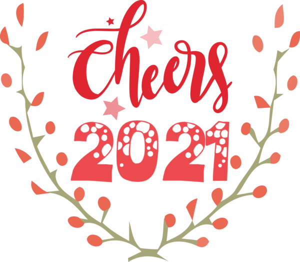 Transparent New Year Cheers 2021 Floral design Design for Welcome 2021 for New Year