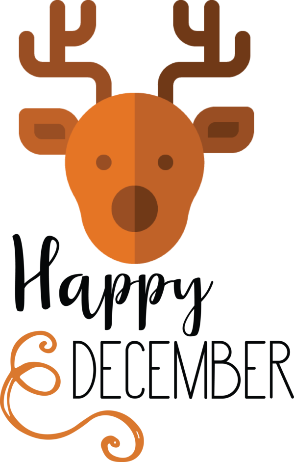 Transparent Christmas Deer Logo Text for Hello December for Christmas