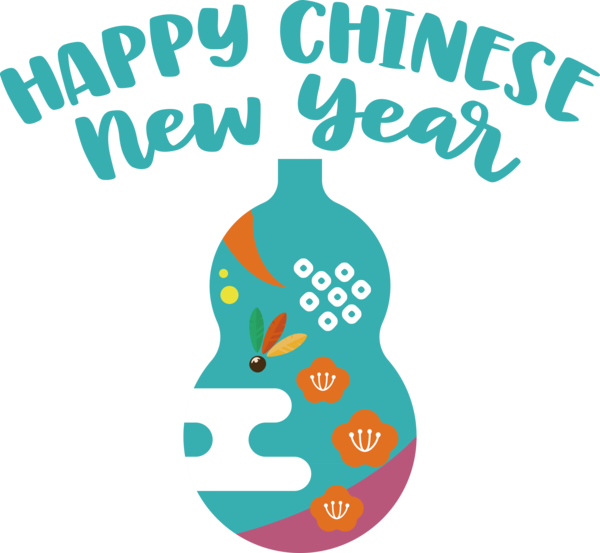 Transparent New Year Logo Text Design for Chinese New Year for New Year