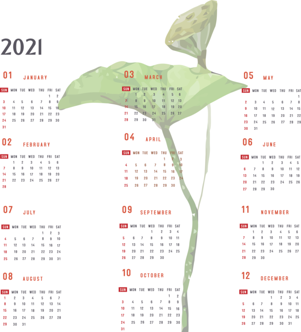 Transparent New Year Calendar System Meter Font for Printable 2021 Calendar for New Year