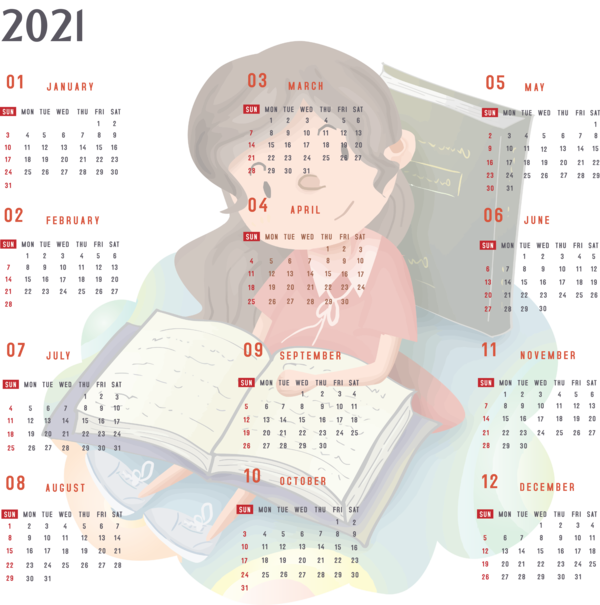 Transparent New Year Office supplies Calendar System Meter for Printable 2021 Calendar for New Year