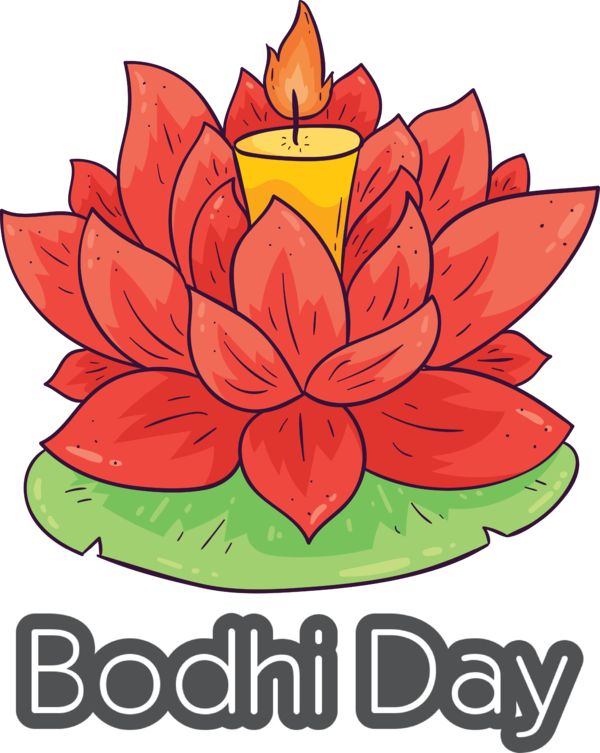 Transparent Bodhi Day Cartoon Design Sacred lotus for Bodhi for Bodhi Day