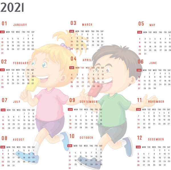 Transparent New Year Cartoon Design Royalty-free for Printable 2021 Calendar for New Year