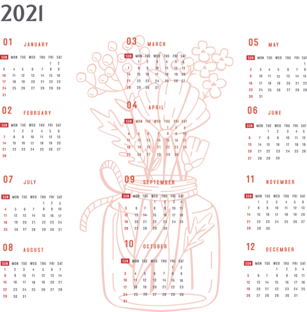 Transparent New Year Calendar System Drawing Design for Calendar for Printable 2021 Calendar for New Year
