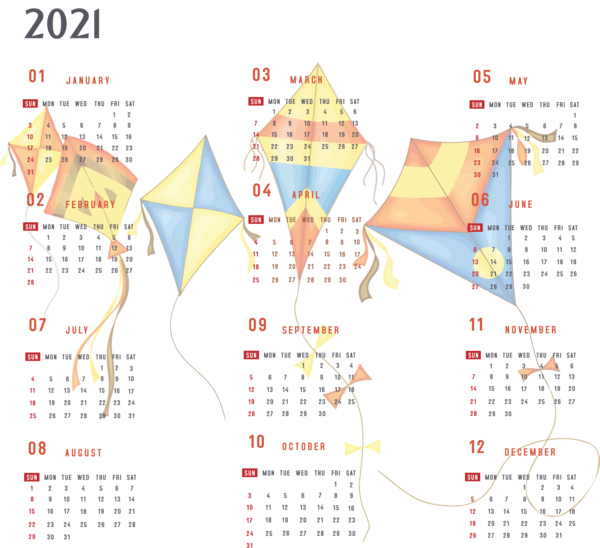 Transparent New Year Line Meter Font for Printable 2021 Calendar for New Year