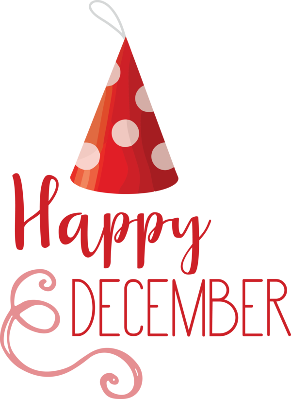 Transparent Christmas Christmas tree Party hat Logo for Hello December for Christmas