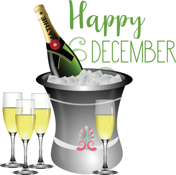 Transparent Christmas Champagne Sparkling wine Wine for Hello December for Christmas