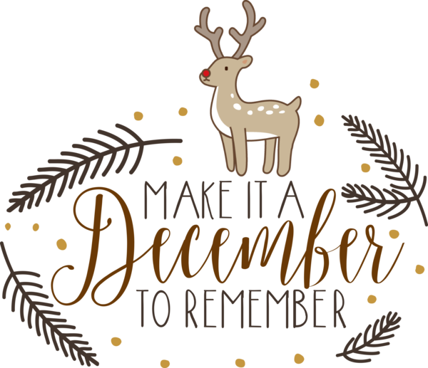 Transparent Christmas Reindeer Deer Logo for Hello December for Christmas
