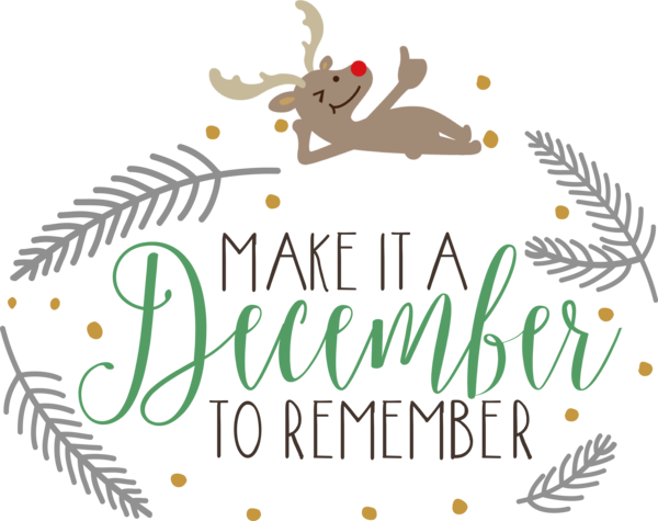 Transparent Christmas Reindeer Deer Logo for Hello December for Christmas