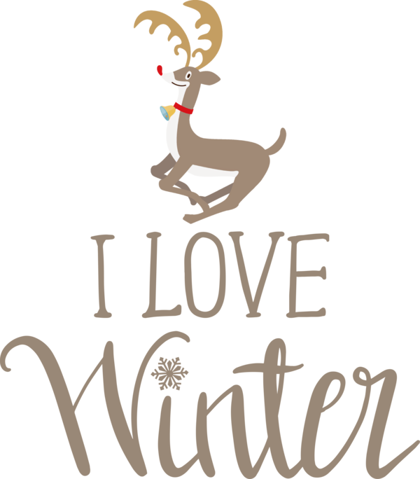 Transparent Christmas Reindeer Deer Logo for Hello Winter for Christmas