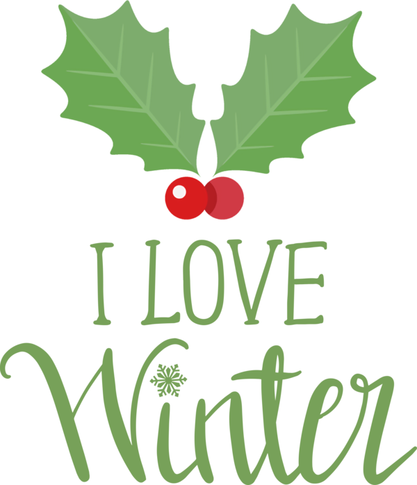 Transparent Christmas Plant stem Leaf Logo for Hello Winter for Christmas