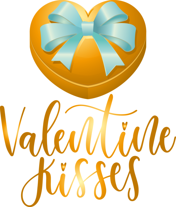 Transparent Valentine's Day Logo Yellow Line for Kiss for Valentines Day