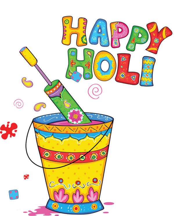 Transparent Holi Cartoon Watercolor painting Drawing for Happy Holi for Holi