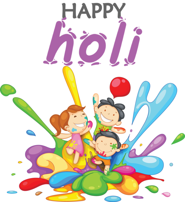 Transparent Holi Child care Creativity Cartoon for Happy Holi for Holi