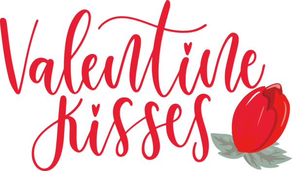 Transparent Valentine's Day Flower Logo Calligraphy for Kiss for Valentines Day
