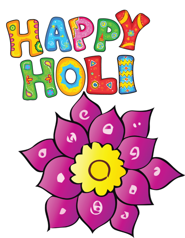 Transparent Holi Floral design Cut flowers Petal for Happy Holi for Holi