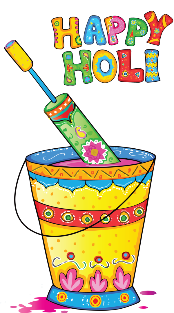 Transparent Holi Cartoon Watercolor painting Design for Happy Holi for Holi