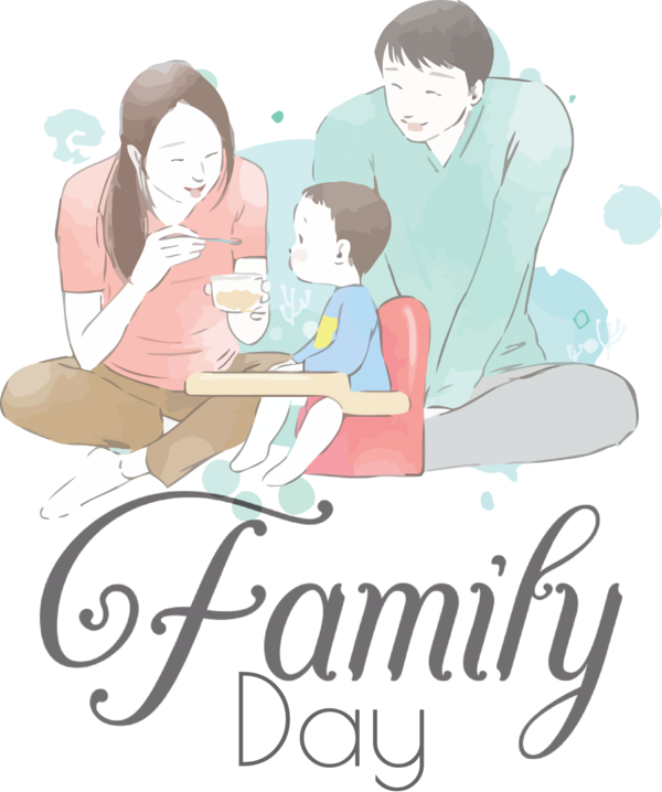 Transparent Family Day Ink wash painting Design Shan shui for Happy Family Day for Family Day