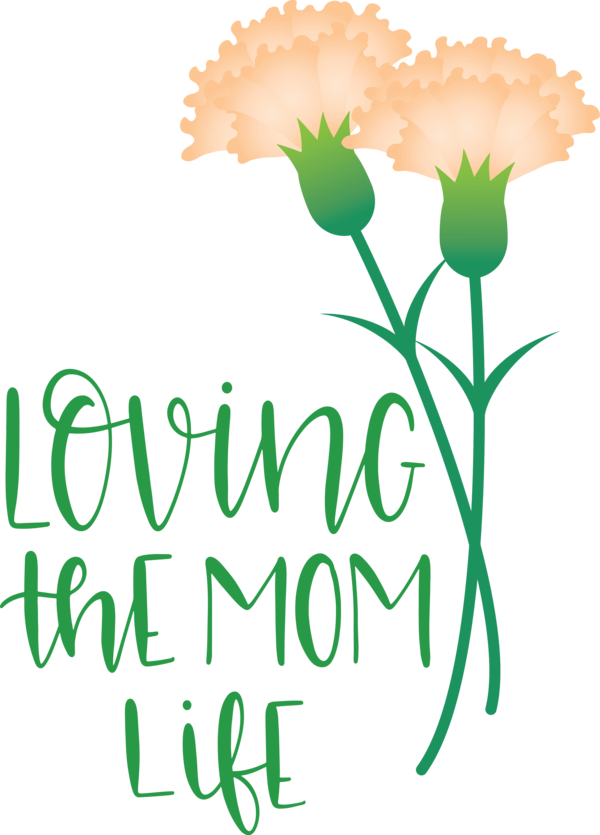 Transparent Mother's Day Floral design Leaf Plant stem for Love You Mom for Mothers Day