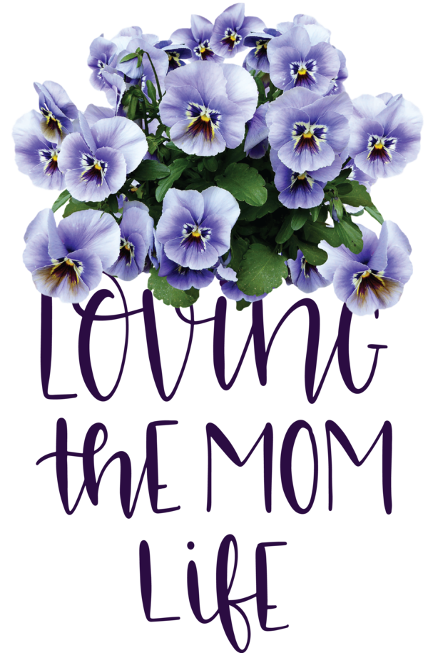 Transparent Mother's Day Pansy Violet Drawing for Love You Mom for Mothers Day