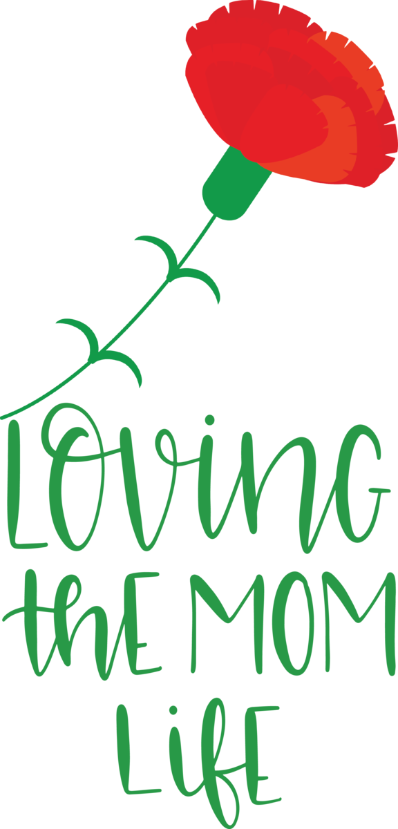 Transparent Mother's Day Leaf Plant stem Floral design for Love You Mom for Mothers Day