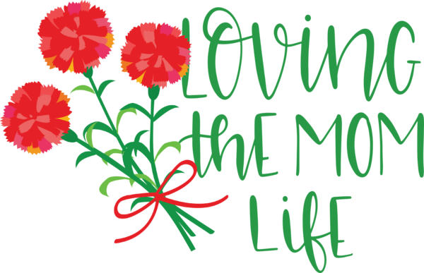 Transparent Mother's Day Floral design Leaf Plant stem for Love You Mom for Mothers Day