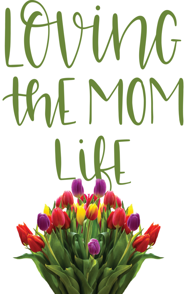 Transparent Mother's Day Floral design Tulip Cut flowers for Love You Mom for Mothers Day