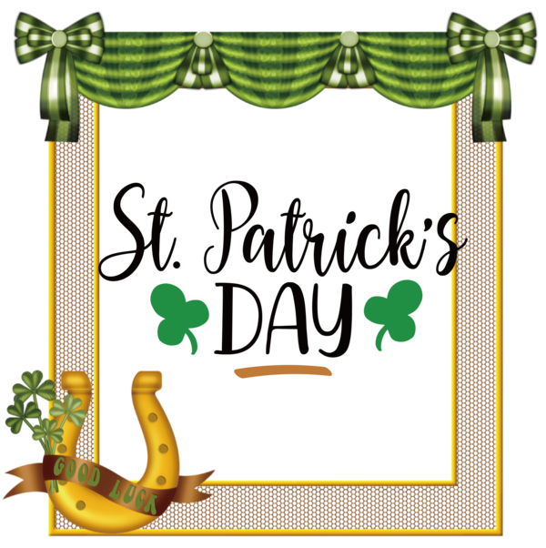 Transparent St. Patrick's Day Picture frame Design Drawing for Saint Patrick for St Patricks Day