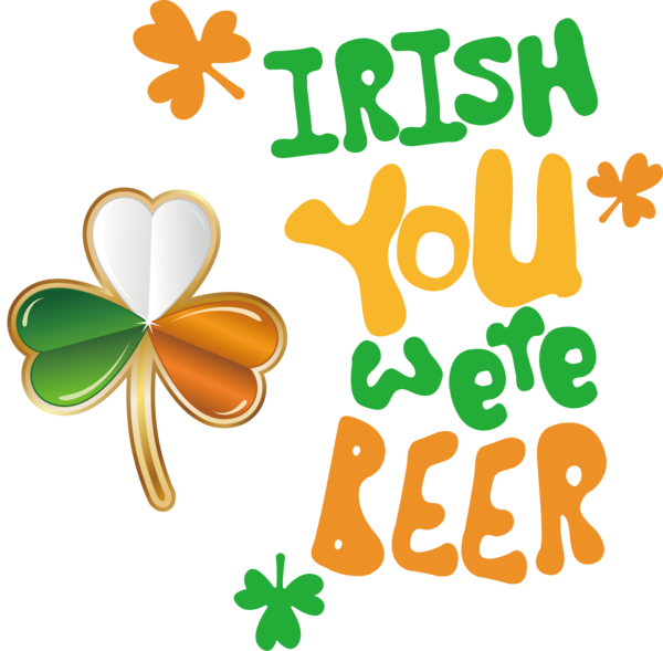 Transparent St. Patrick's Day Leaf Text Symbol for Green Beer for St Patricks Day