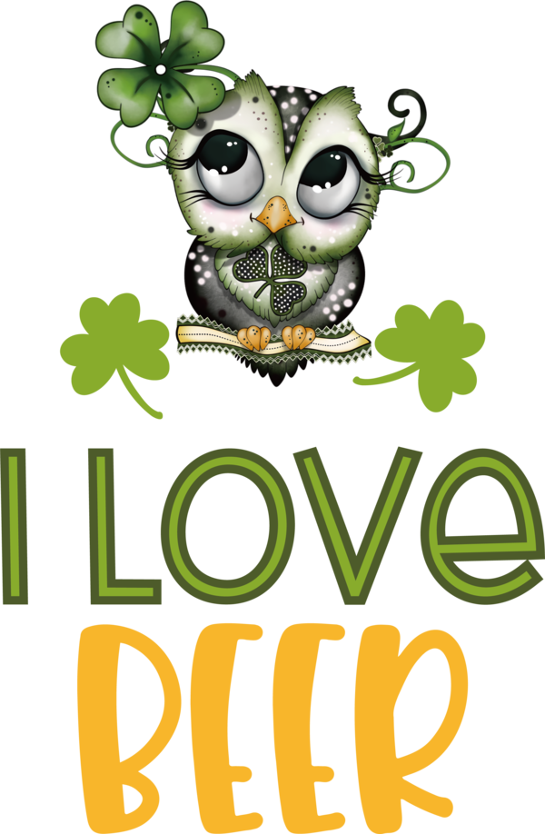 Transparent St. Patrick's Day Owls Birds Little owl for Green Beer for St Patricks Day