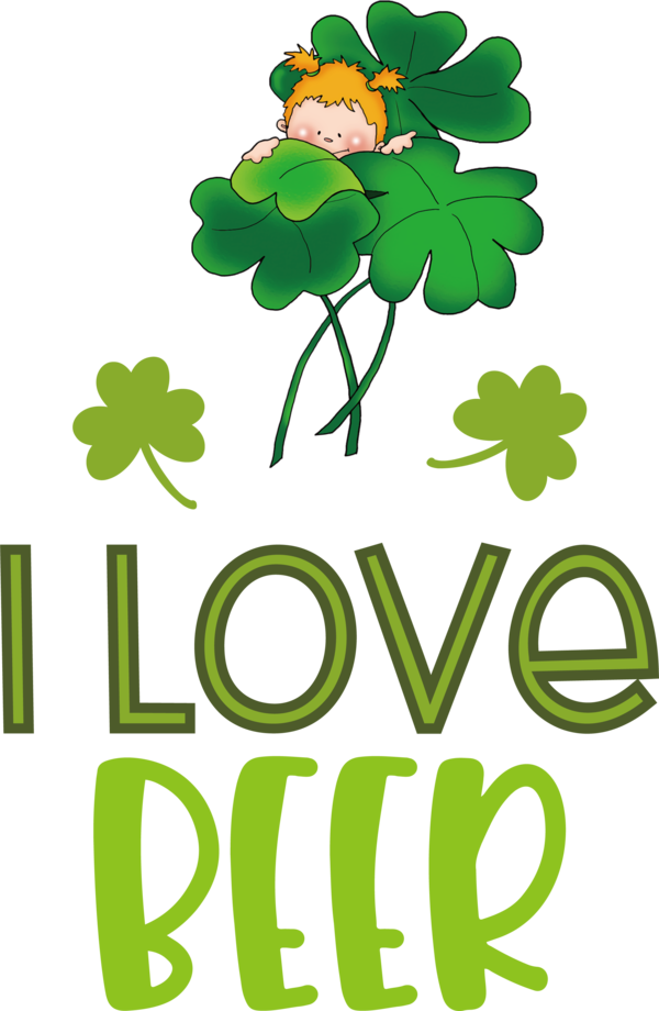 Transparent St. Patrick's Day Leaf Plant stem Flower for Green Beer for St Patricks Day