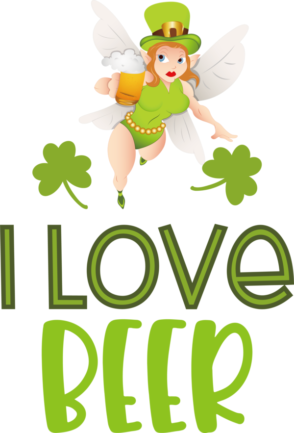 Transparent St. Patrick's Day Leaf Flower Cartoon for Green Beer for St Patricks Day