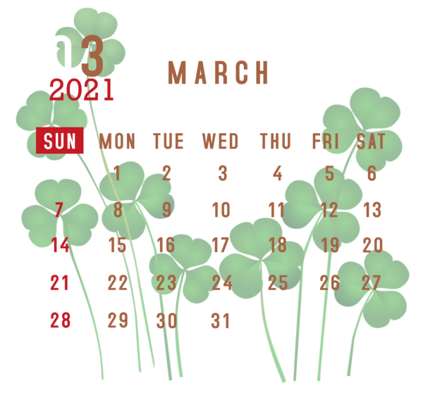 Transparent New Year Saint Patrick's Day  Irish people for Printable 2021 Calendar for New Year