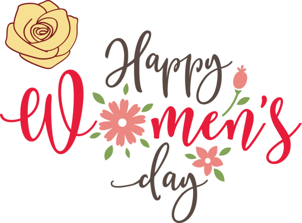 Transparent International Women's Day Floral design Typography Logo for Women's Day for International Womens Day