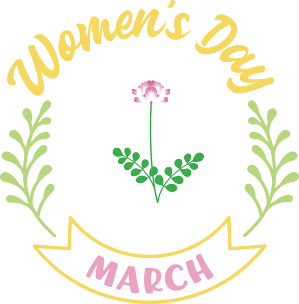 Transparent International Women's Day Logo Leaf Floral design for Women's Day for International Womens Day