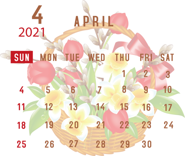Transparent New Year Floral design Flower Flower bouquet for Printable 2021 Calendar for New Year