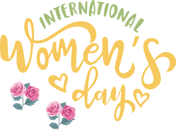 Transparent International Women's Day Logo Floral design Yellow for Women's Day for International Womens Day