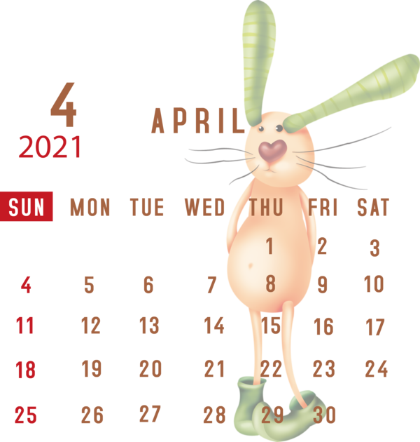 Transparent New Year Easter Bunny Calendar System Meter for Printable 2021 Calendar for New Year