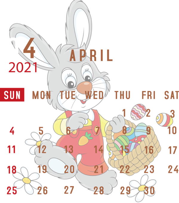 Transparent New Year Easter Bunny Hare Cartoon for Printable 2021 Calendar for New Year