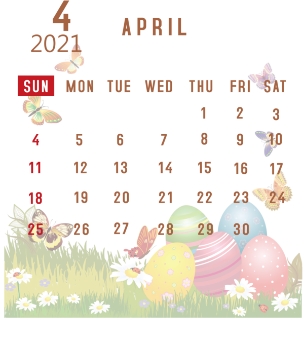 Transparent New Year Cartoon Easter egg Line for Printable 2021 Calendar for New Year