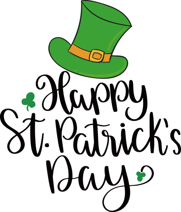 Transparent St. Patrick's Day Hat Logo Calligraphy for St Patricks Day Quotes for St Patricks Day