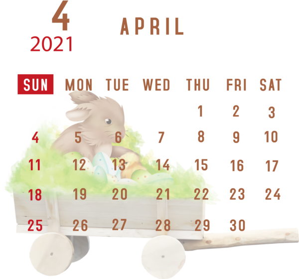 Transparent New Year Easter Bunny Rabbit Font for Printable 2021 Calendar for New Year