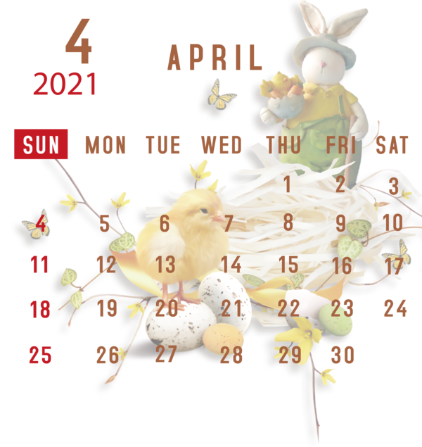 Transparent New Year Easter Bunny  Meter for Printable 2021 Calendar for New Year