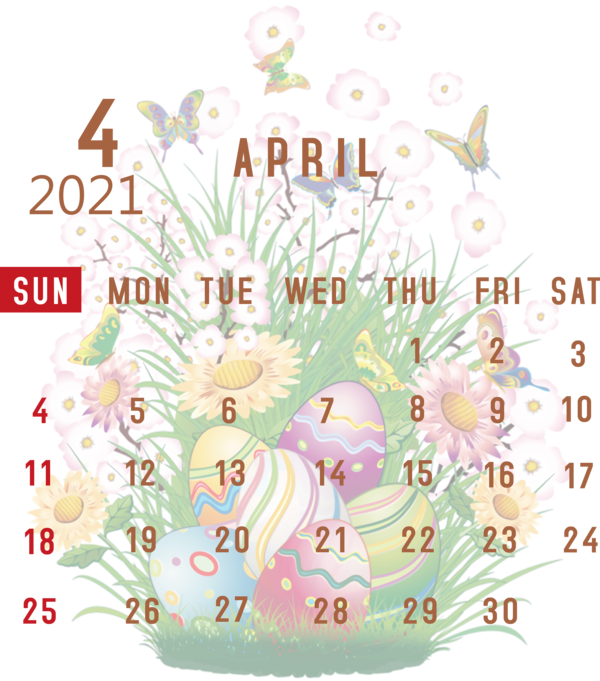 Transparent New Year Floral design Cut flowers Flower for Printable 2021 Calendar for New Year