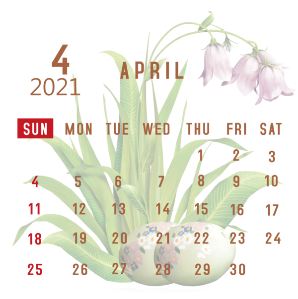 Transparent New Year Grasses Plant stem Floral design for Printable 2021 Calendar for New Year
