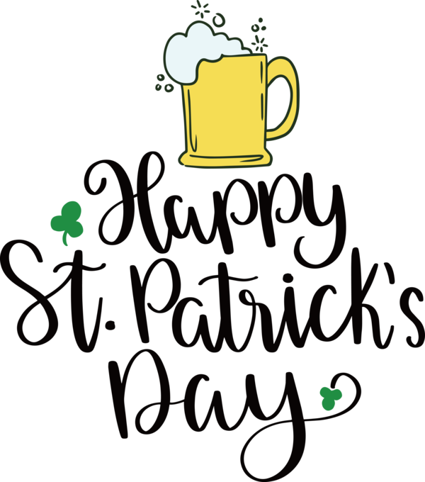 Transparent St. Patrick's Day Logo Calligraphy Yellow for St Patricks Day Quotes for St Patricks Day