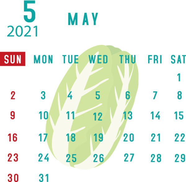 Transparent New Year Green Meter Font for Printable 2021 Calendar for New Year