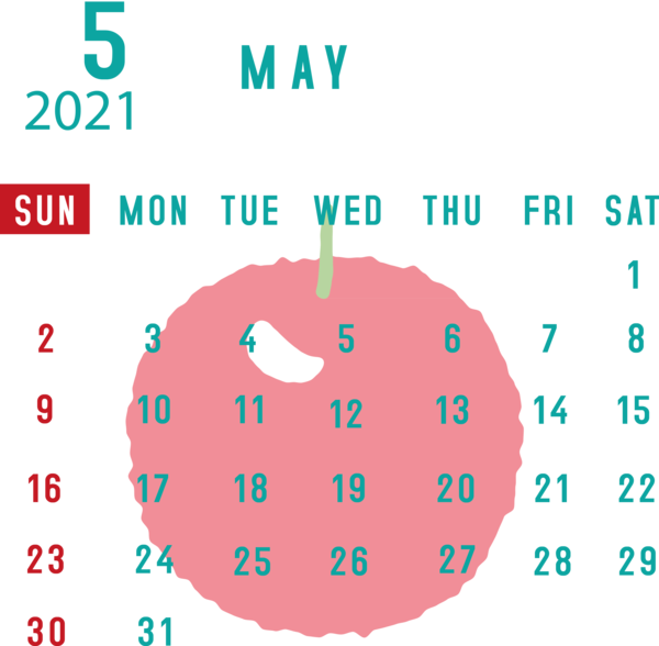 Transparent New Year Line Meter Design for Printable 2021 Calendar for New Year