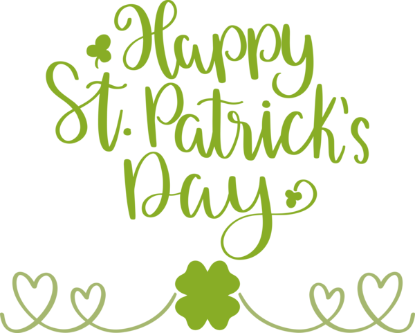 Transparent St. Patrick's Day Floral design Leaf Logo for Saint Patrick for St Patricks Day