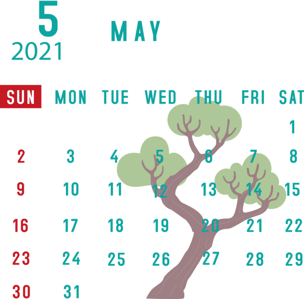 Transparent New Year Calendar System Tree Drawing for Printable 2021 Calendar for New Year